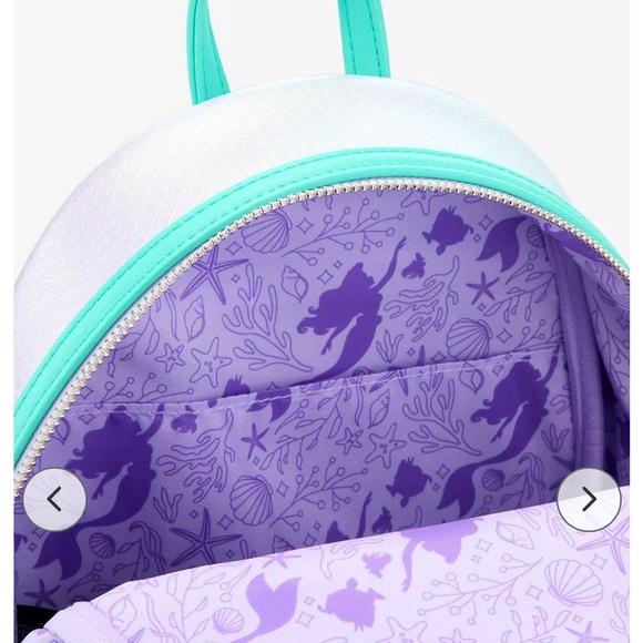 Loungefly Disney NWT  The Little Mermaid Ariel Iridescent  backpack w/wallet main image 5